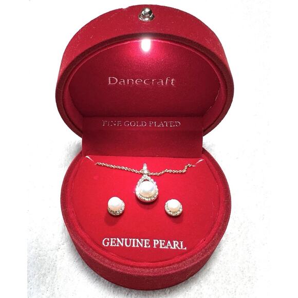 Danecraft Jewelry - Danecraft Fine Gold Plated Jewelry Gift Set Genuine Pearl